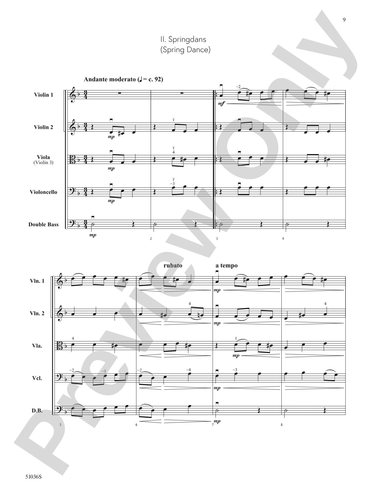 Three Norwegian Dances: String Orchestra Conductor Score & Parts