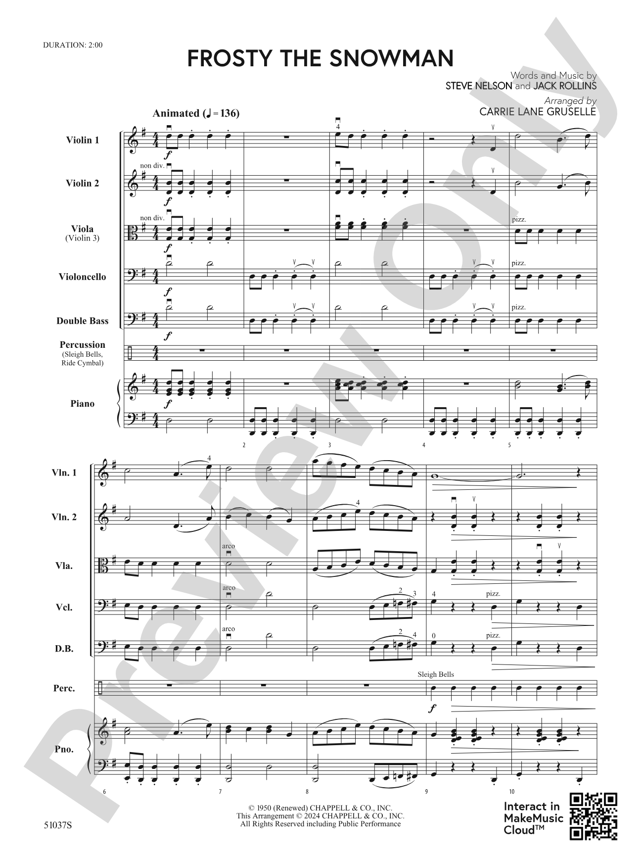 Frosty the Snowman: String Orchestra Conductor Score & Parts