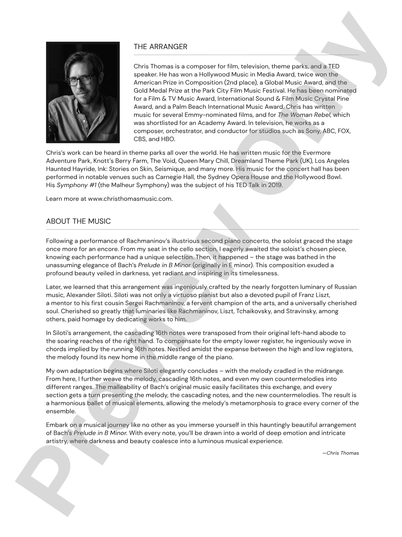 Prelude in B Minor: String Orchestra Conductor Score & Parts