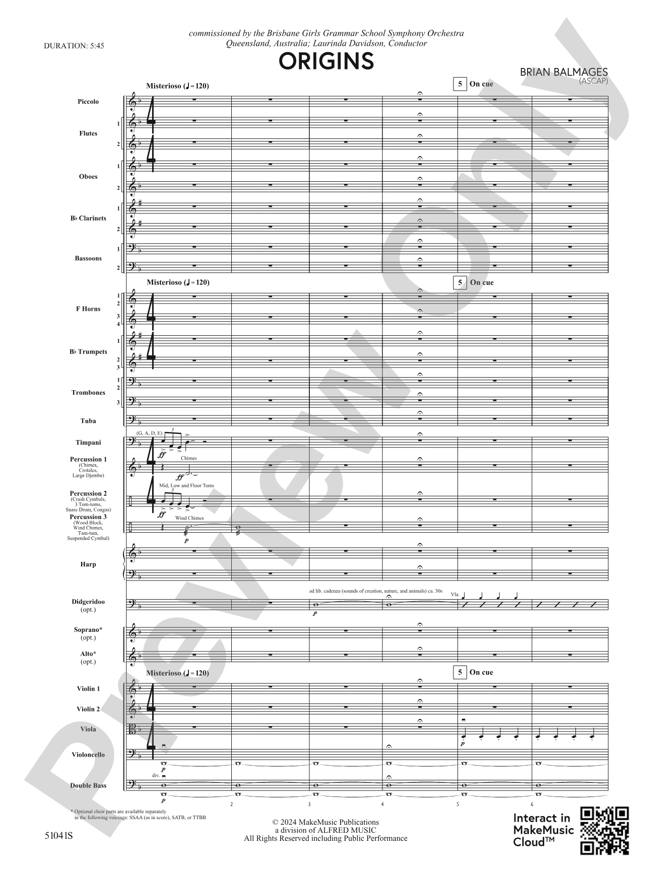 Origins: Full Orchestra Conductor Score & Parts