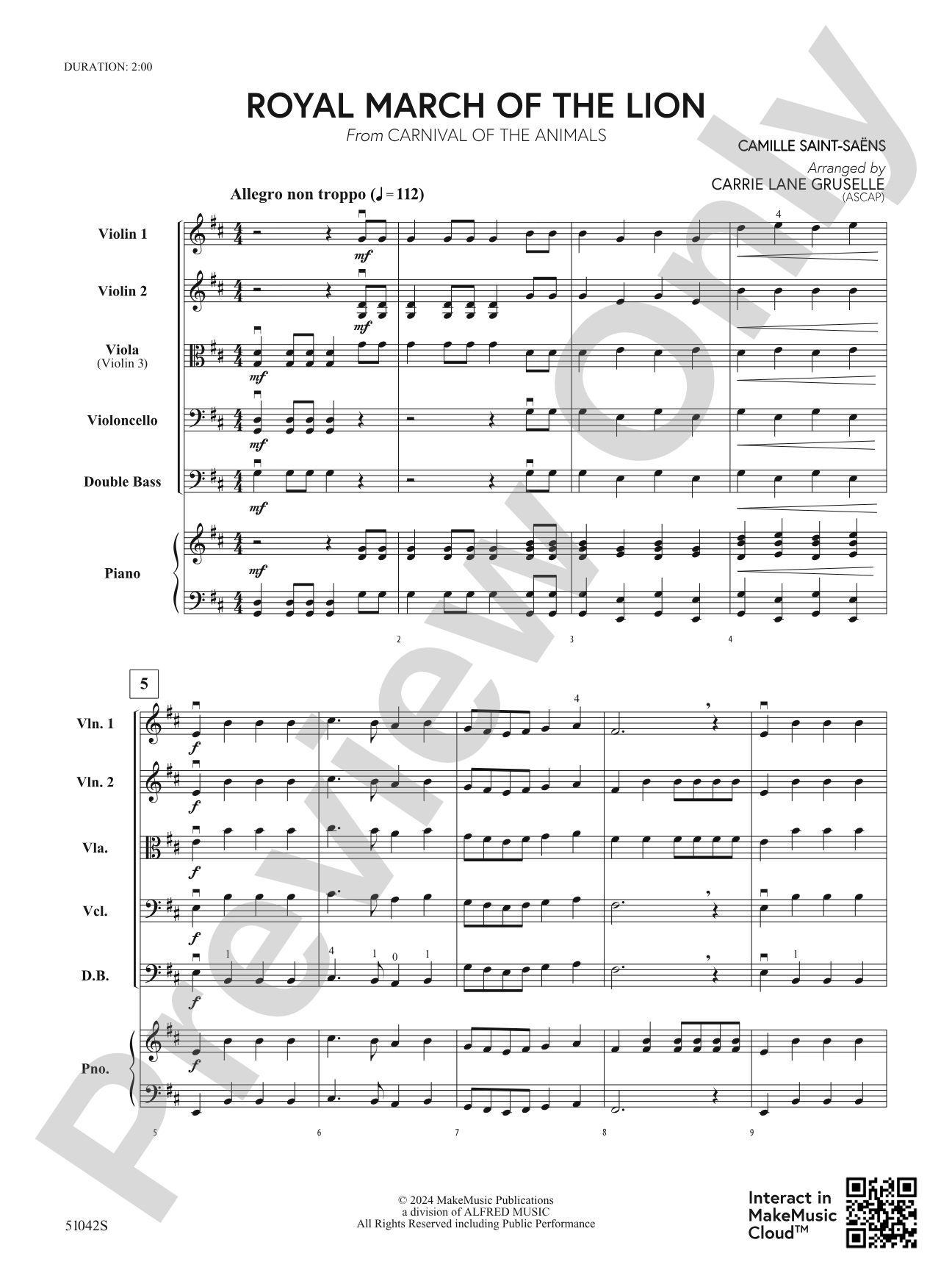 Royal March of the Lion: String Orchestra Conductor Score & Parts
