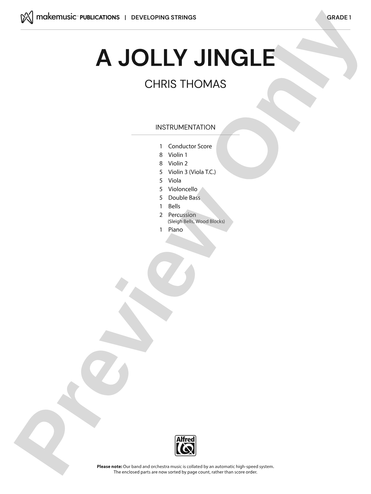 A Jolly Jingle: String Orchestra Conductor Score & Parts