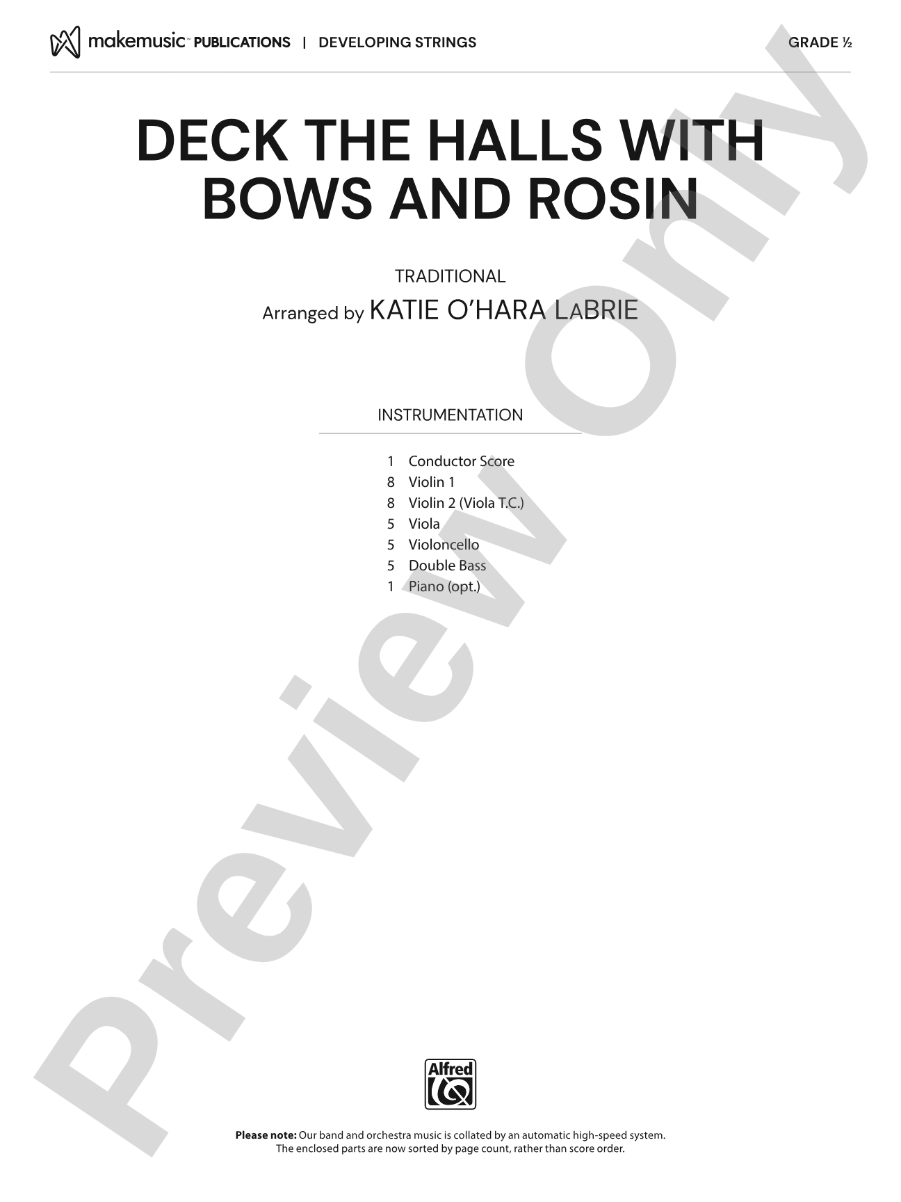Deck the Halls With Bows and Rosin: String Orchestra Conductor Score & Parts