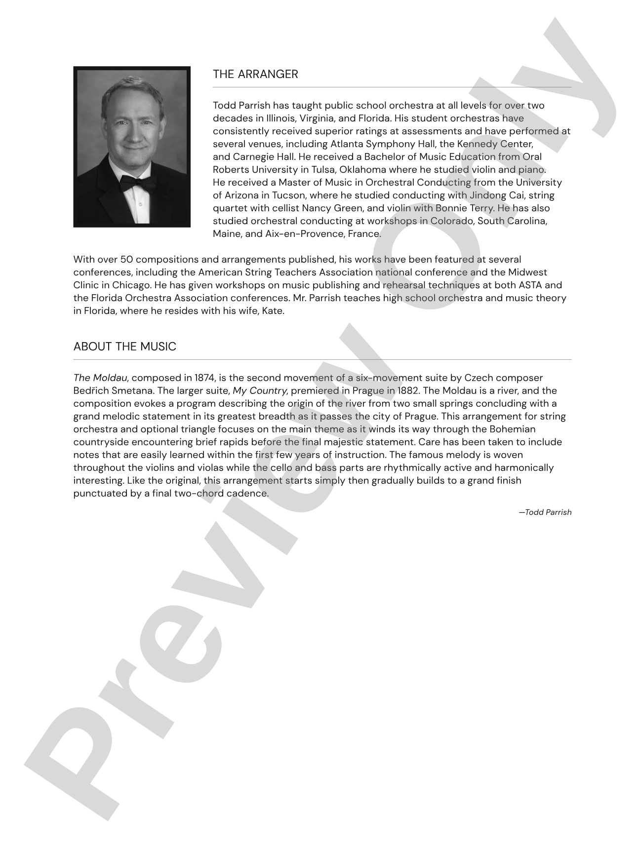 The Moldau: String Orchestra Conductor Score & Parts