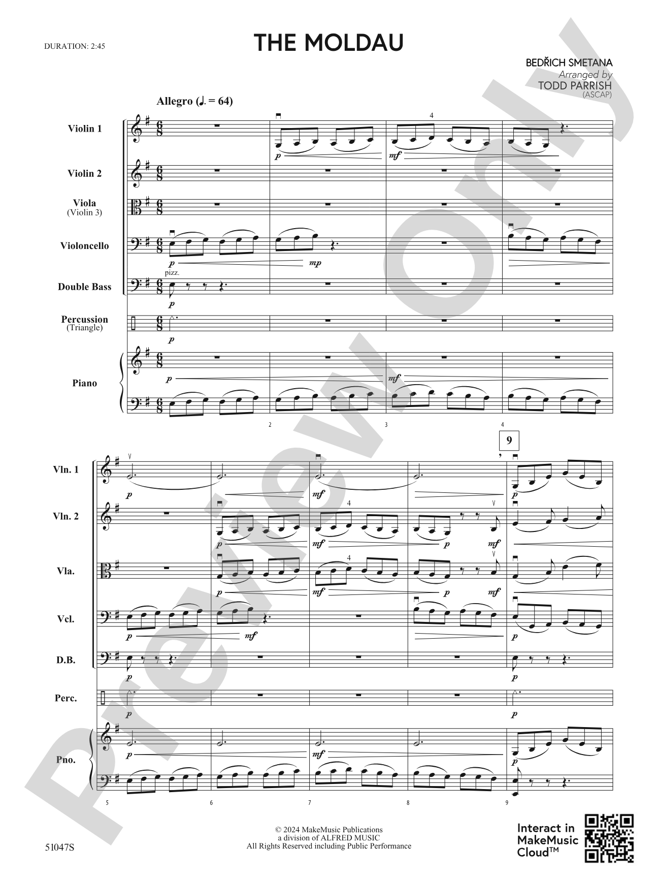The Moldau: String Orchestra Conductor Score & Parts