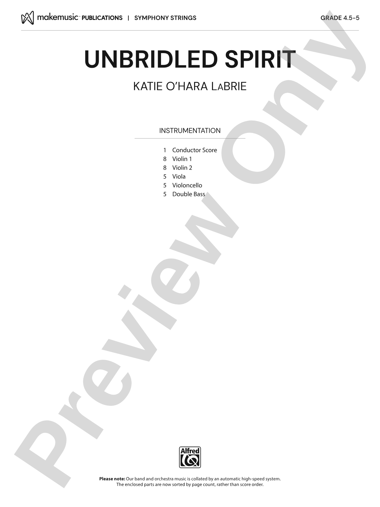 Unbridled Spirit: String Orchestra Conductor Score & Parts