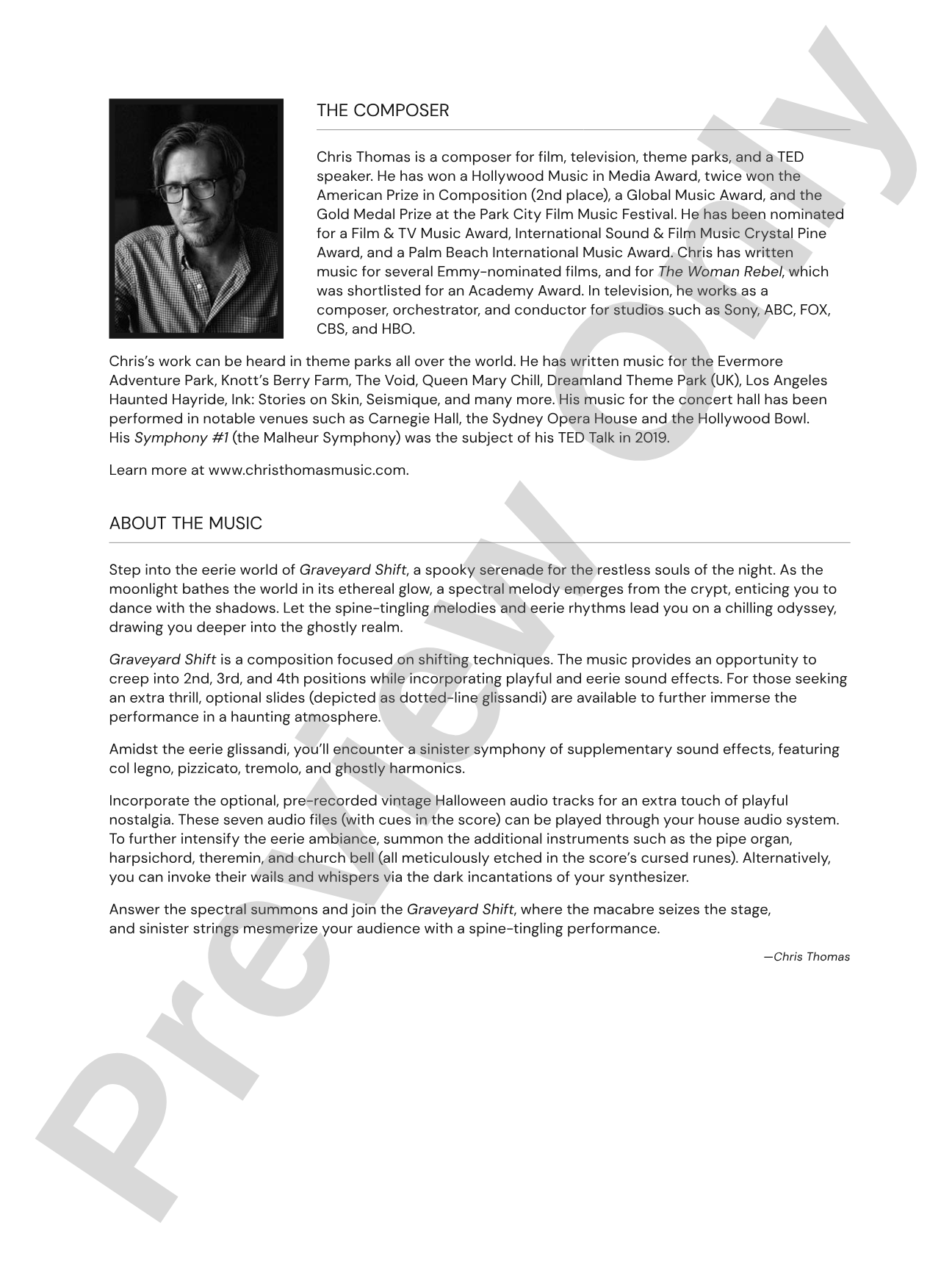 Graveyard Shift: String Orchestra Conductor Score & Parts