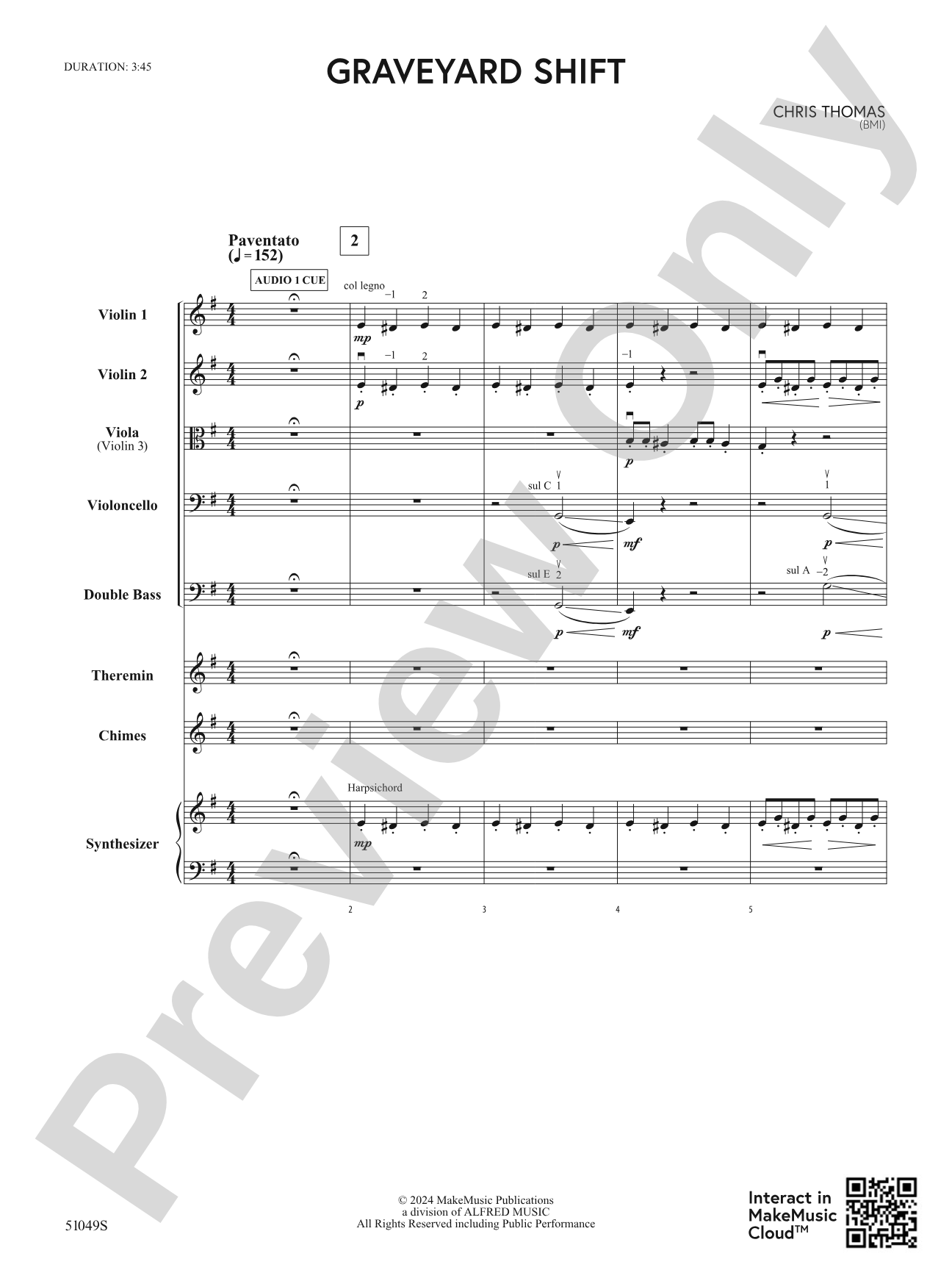 Graveyard Shift: String Orchestra Conductor Score & Parts