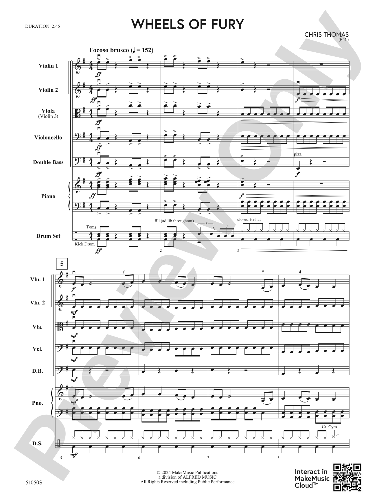 Wheels of Fury: String Orchestra Conductor Score & Parts