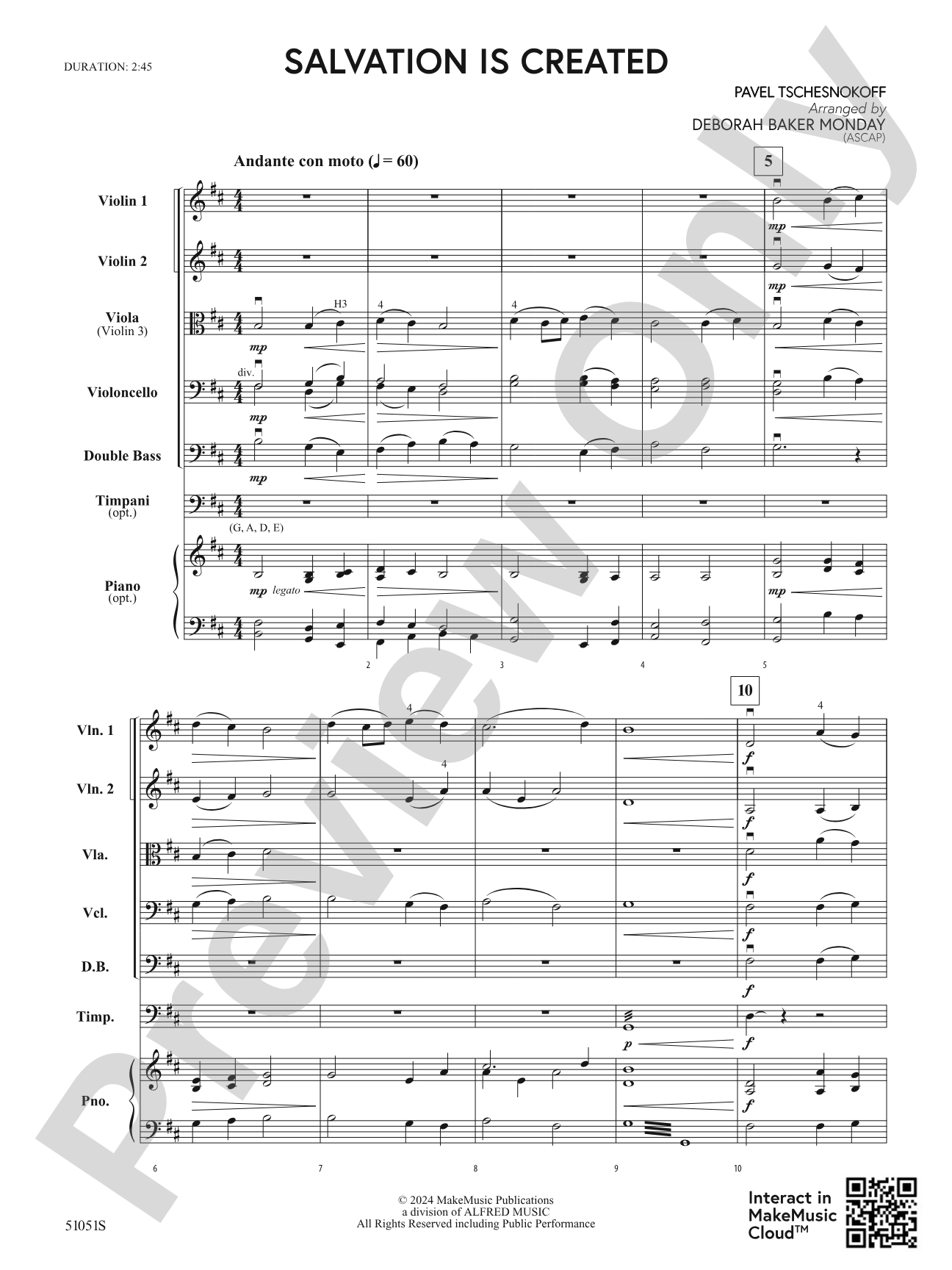 Salvation is Created: String Orchestra Conductor Score & Parts