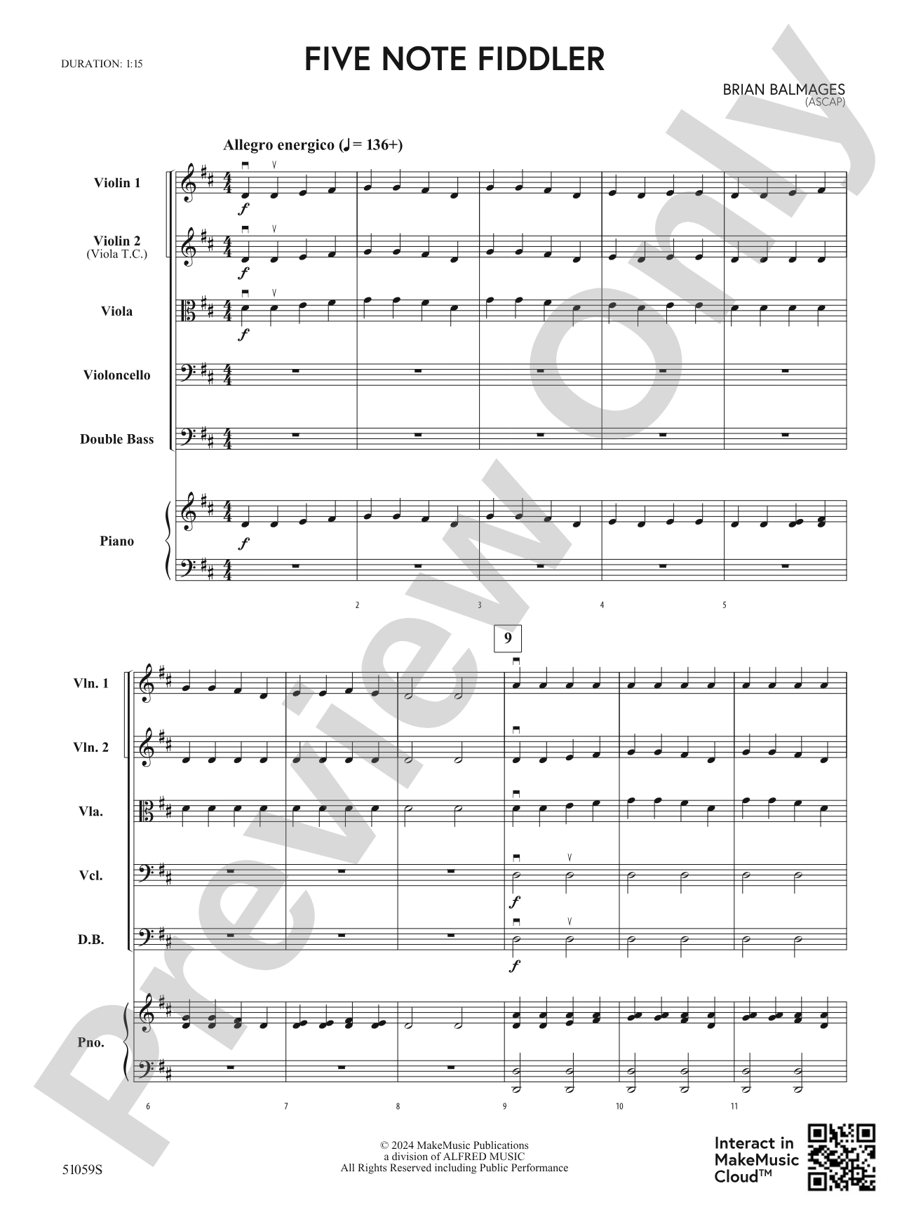 Five Note Fiddler: String Orchestra Conductor Score & Parts