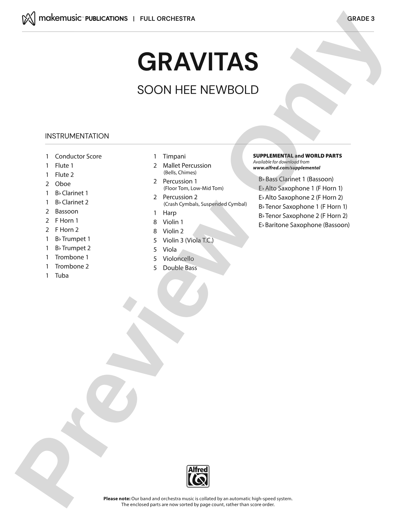 Gravitas: Full Orchestra Conductor Score & Parts