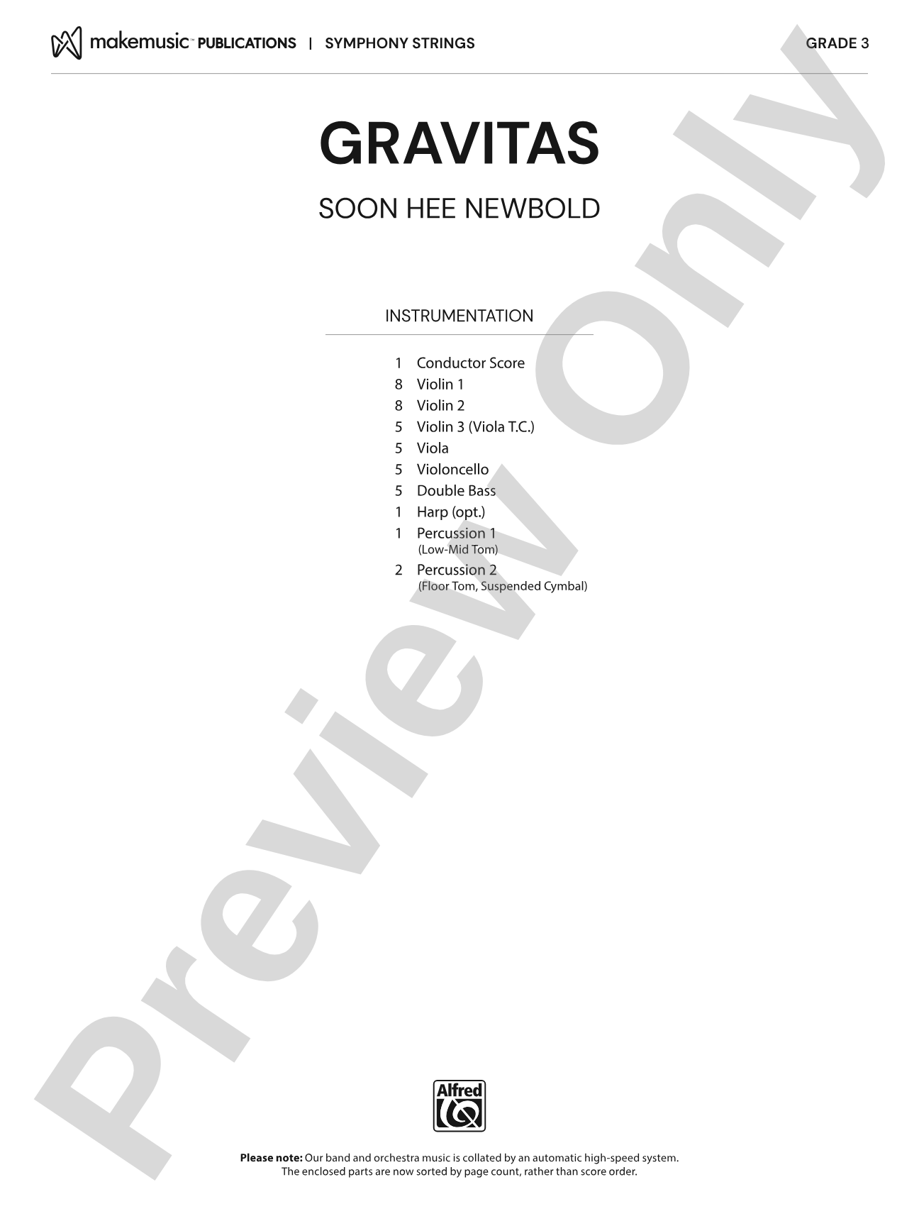 Gravitas: String Orchestra Conductor Score & Parts