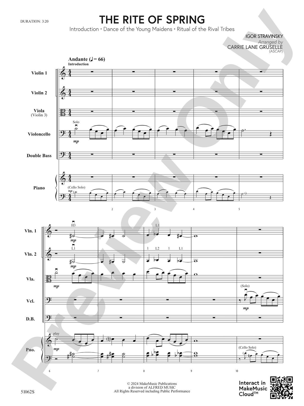 The Rite of Spring: String Orchestra Conductor Score & Parts