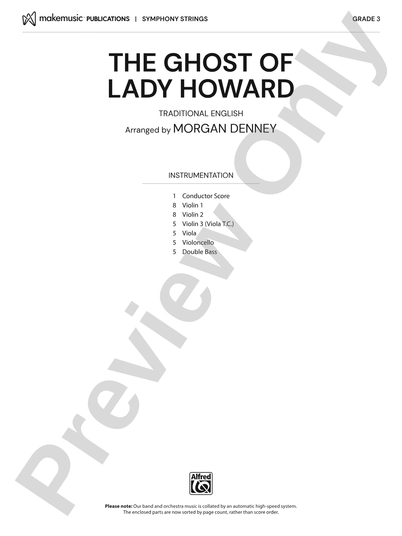 The Ghost of Lady Howard: String Orchestra Conductor Score & Parts