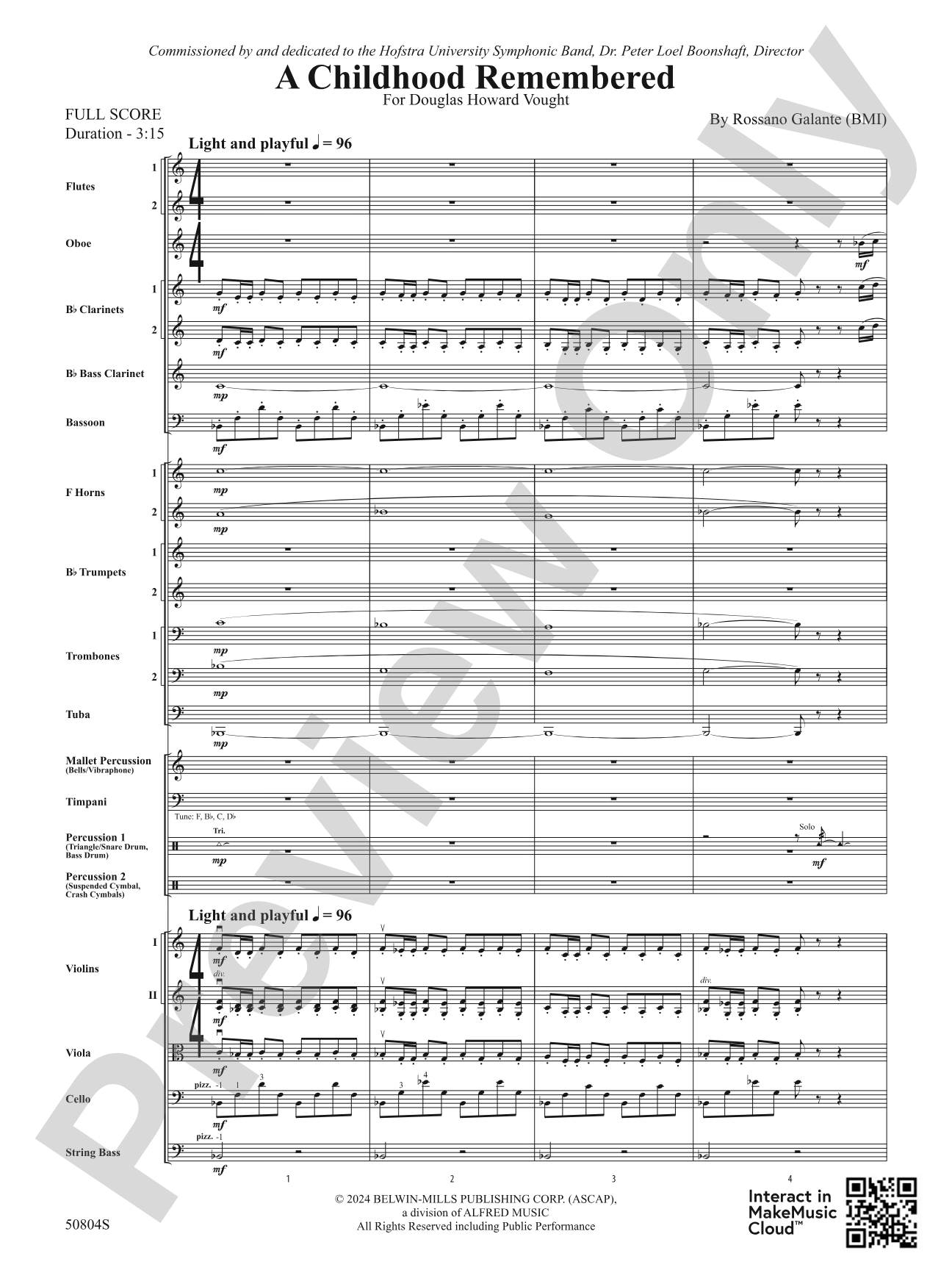 A Childhood Remembered: Full Orchestra Conductor Score & Parts