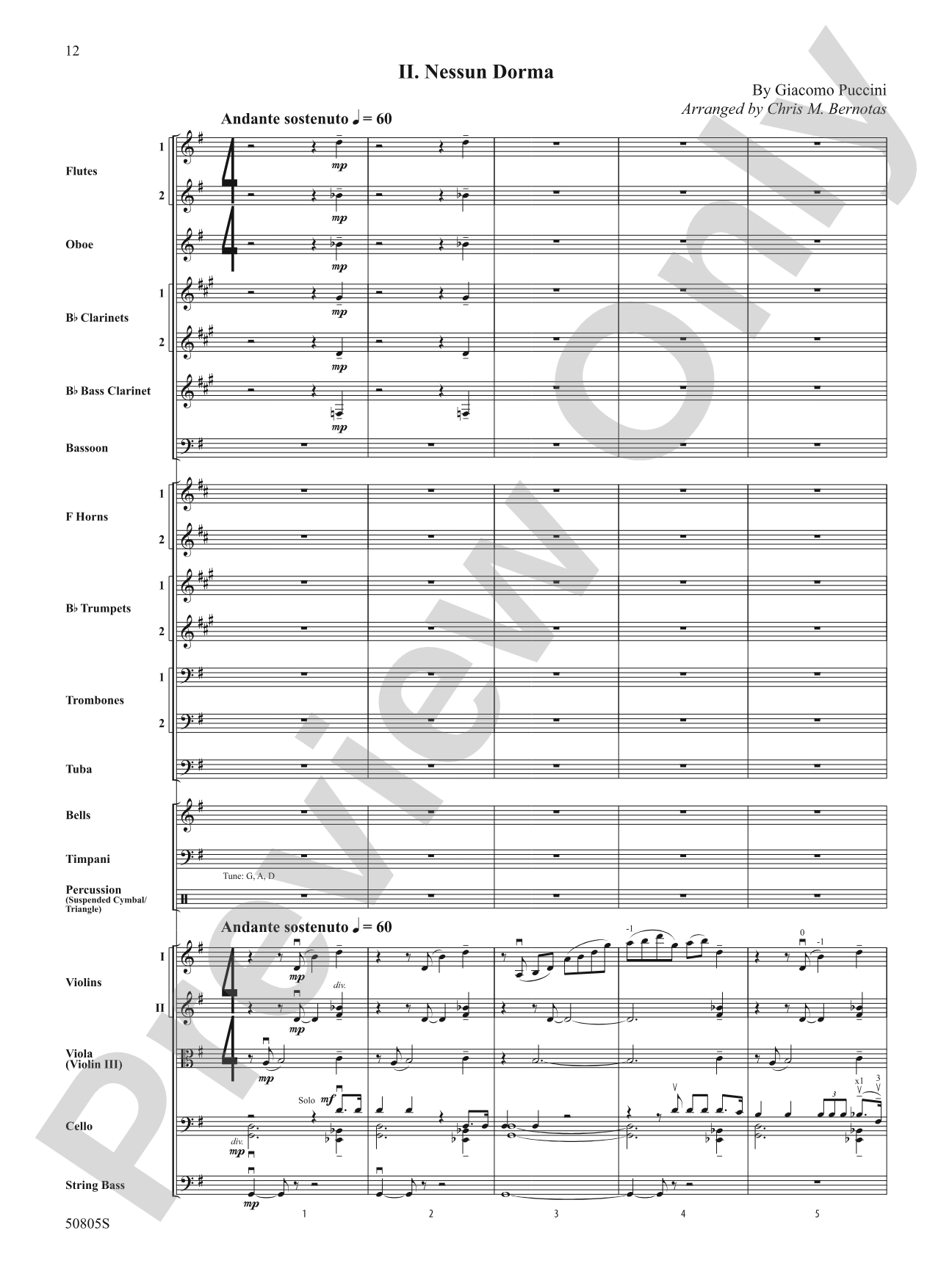Two Puccini Arias: Full Orchestra Conductor Score & Parts