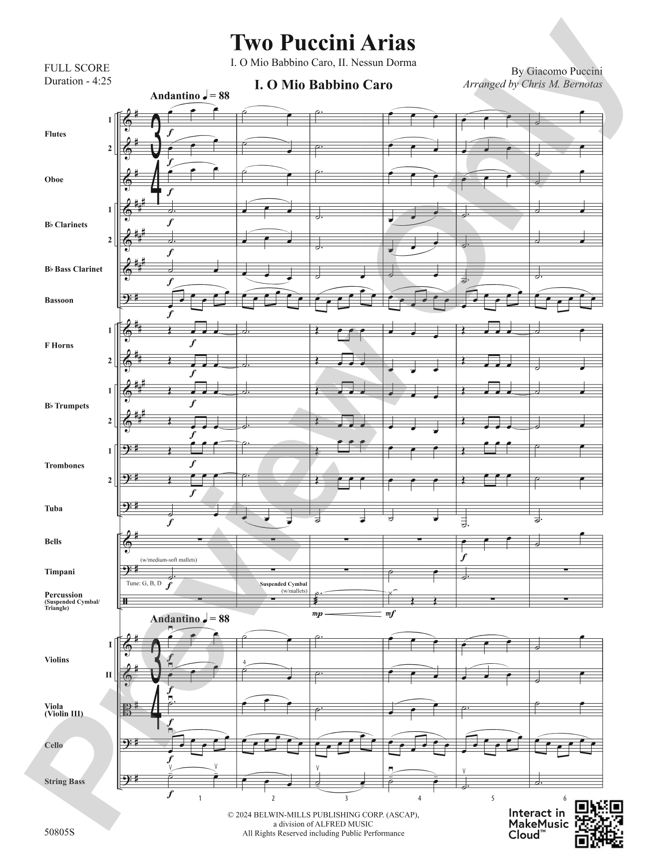 Two Puccini Arias: Full Orchestra Conductor Score & Parts
