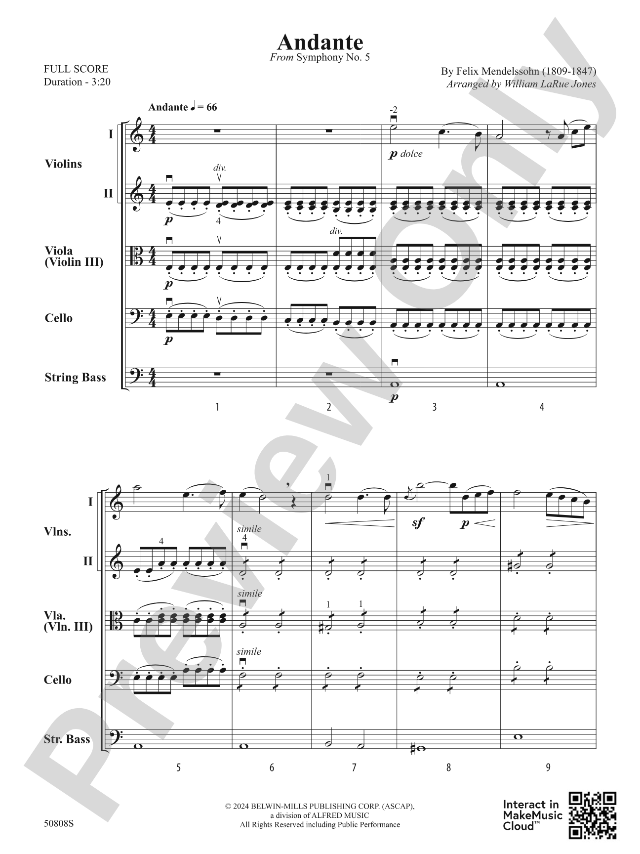 Andante: String Orchestra Conductor Score & Parts