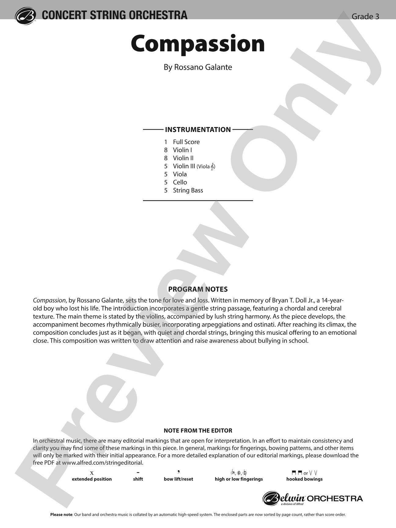 Compassion: String Orchestra Conductor Score & Parts