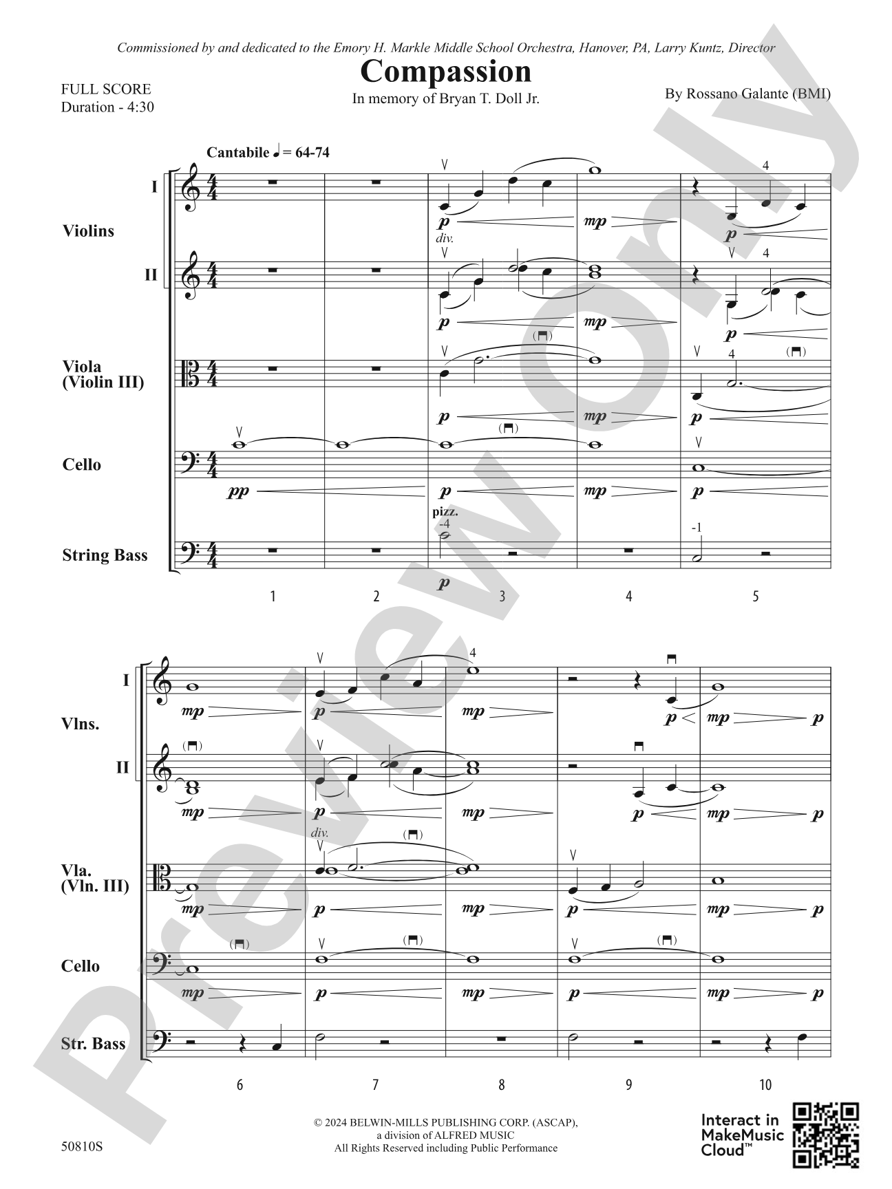Compassion: String Orchestra Conductor Score & Parts