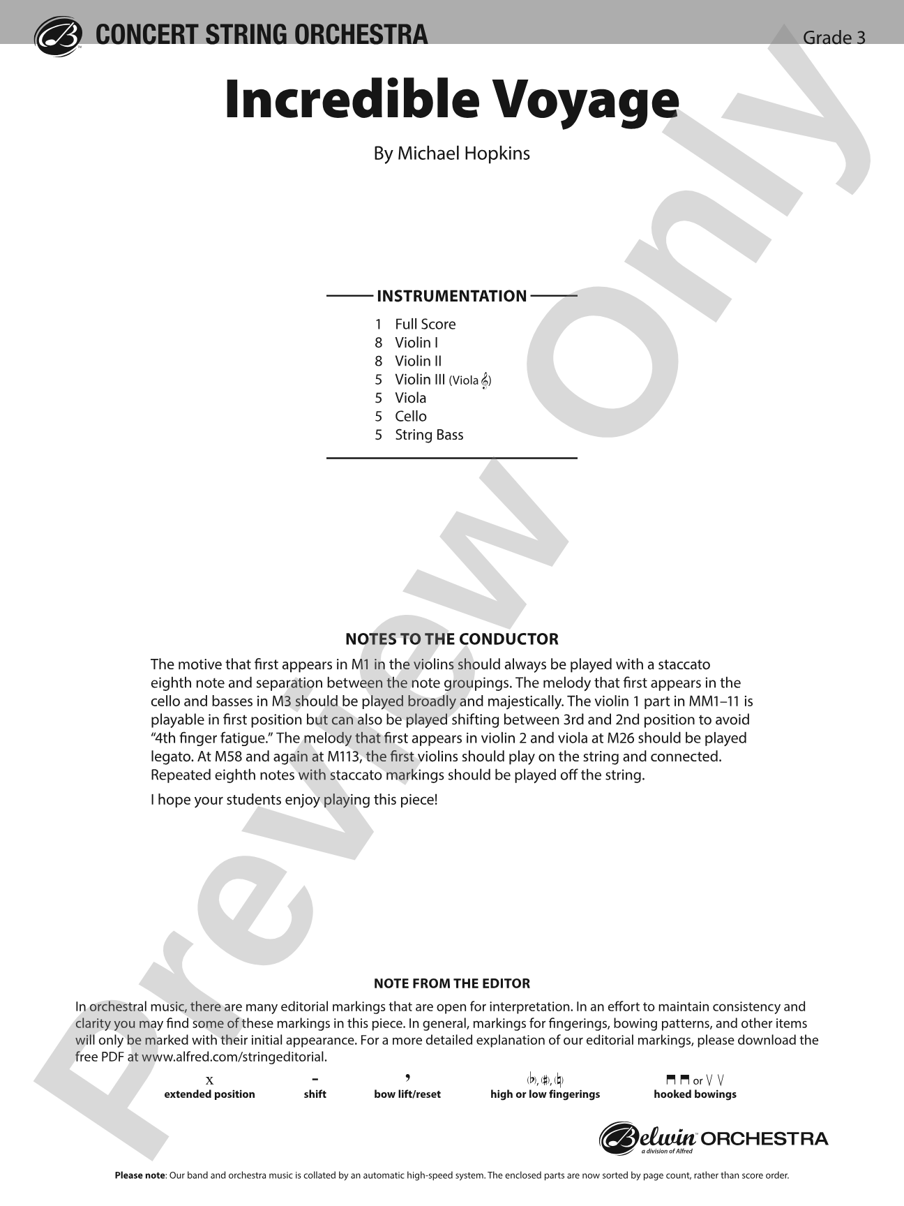 Incredible Voyage: String Orchestra Conductor Score & Parts