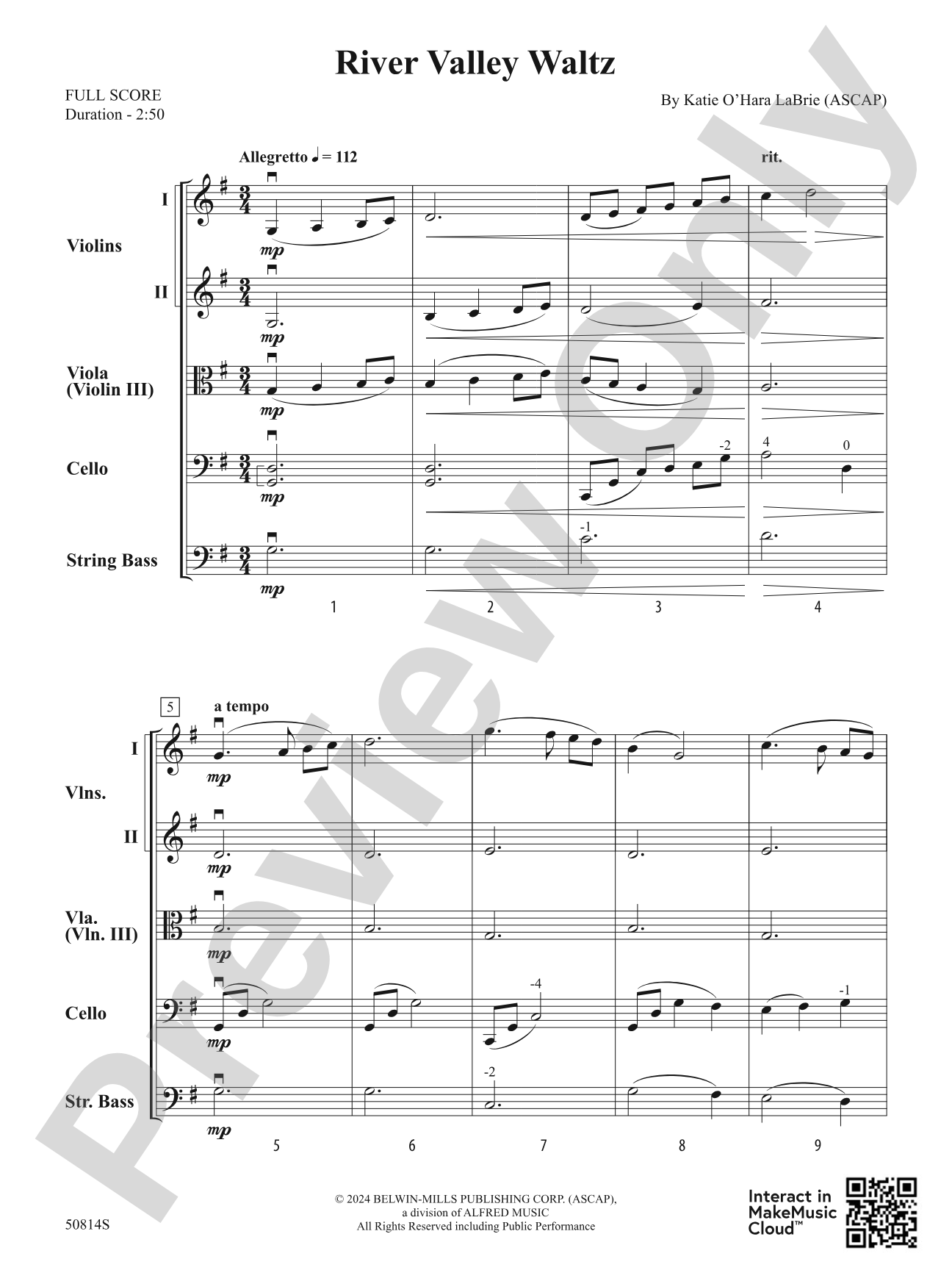 River Valley Waltz: String Orchestra Conductor Score & Parts