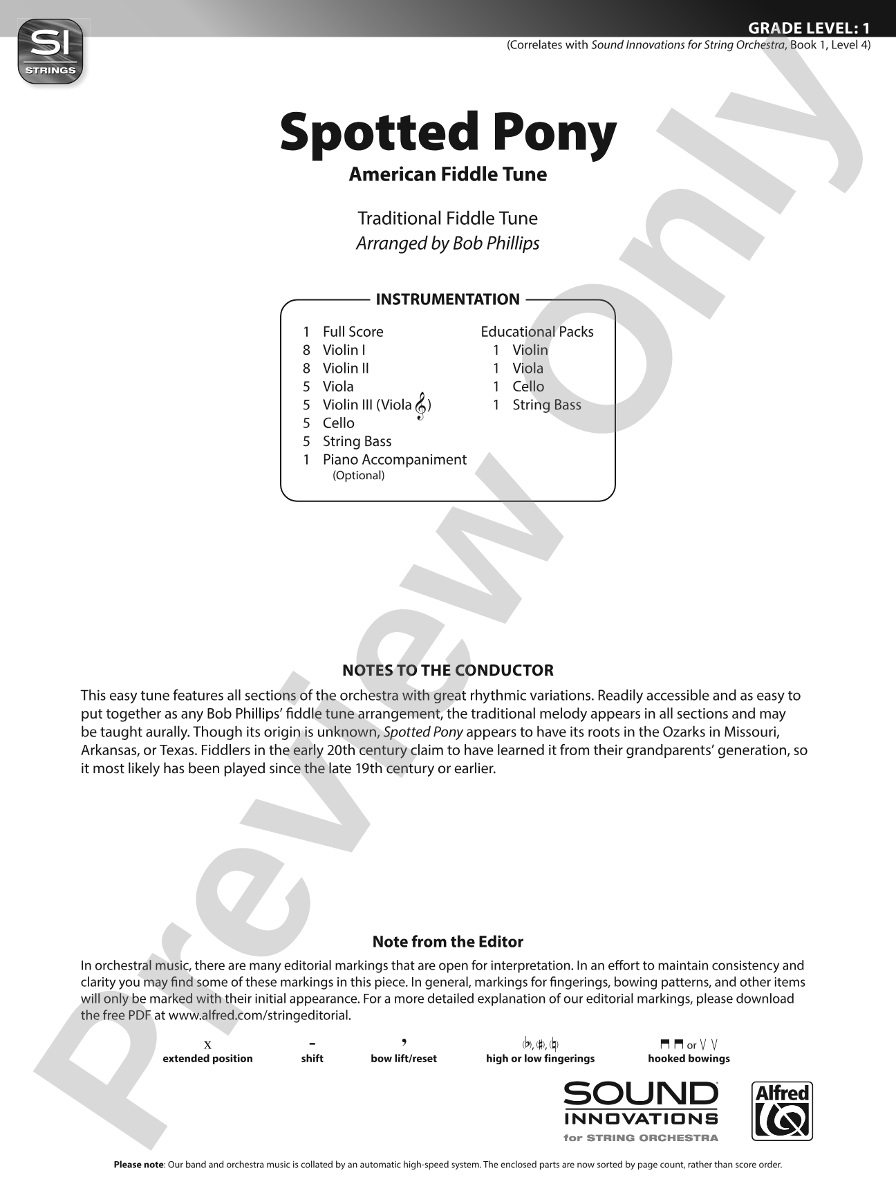 Spotted Pony: String Orchestra Conductor Score & Parts