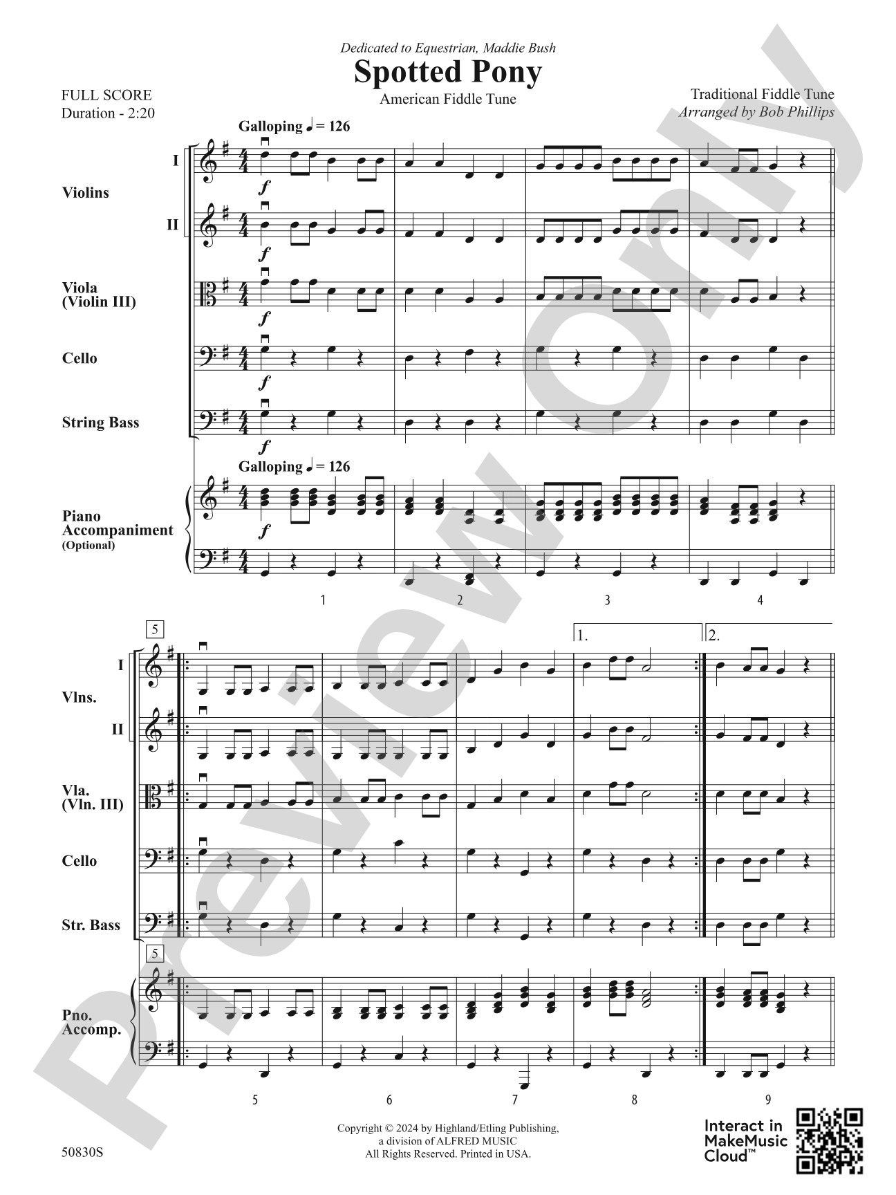 Spotted Pony: String Orchestra Conductor Score & Parts