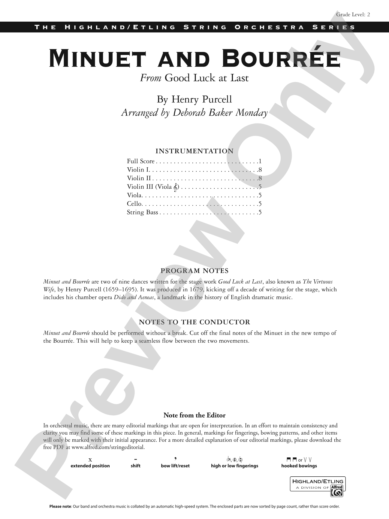 Minuet and Bourrée: String Orchestra Conductor Score & Parts