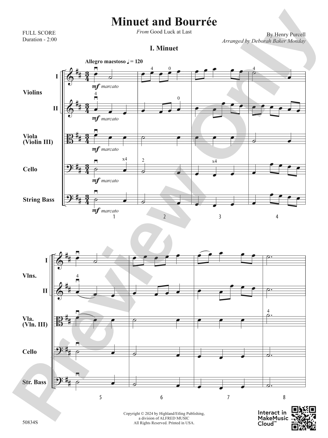 Minuet and Bourrée: String Orchestra Conductor Score & Parts