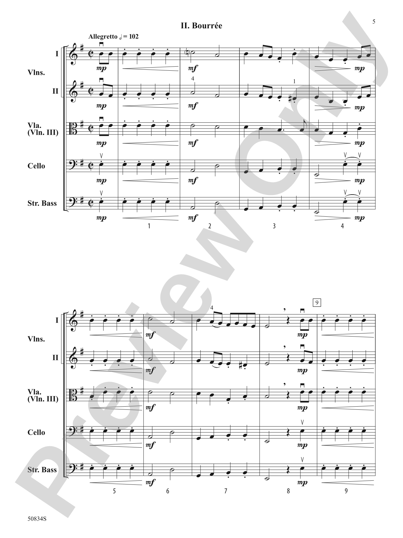 Minuet and Bourrée: String Orchestra Conductor Score & Parts