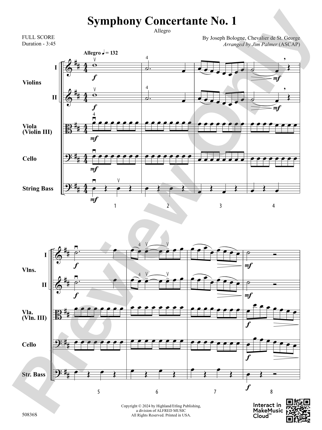 Symphony Concertante No. 1: String Orchestra Conductor Score & Parts