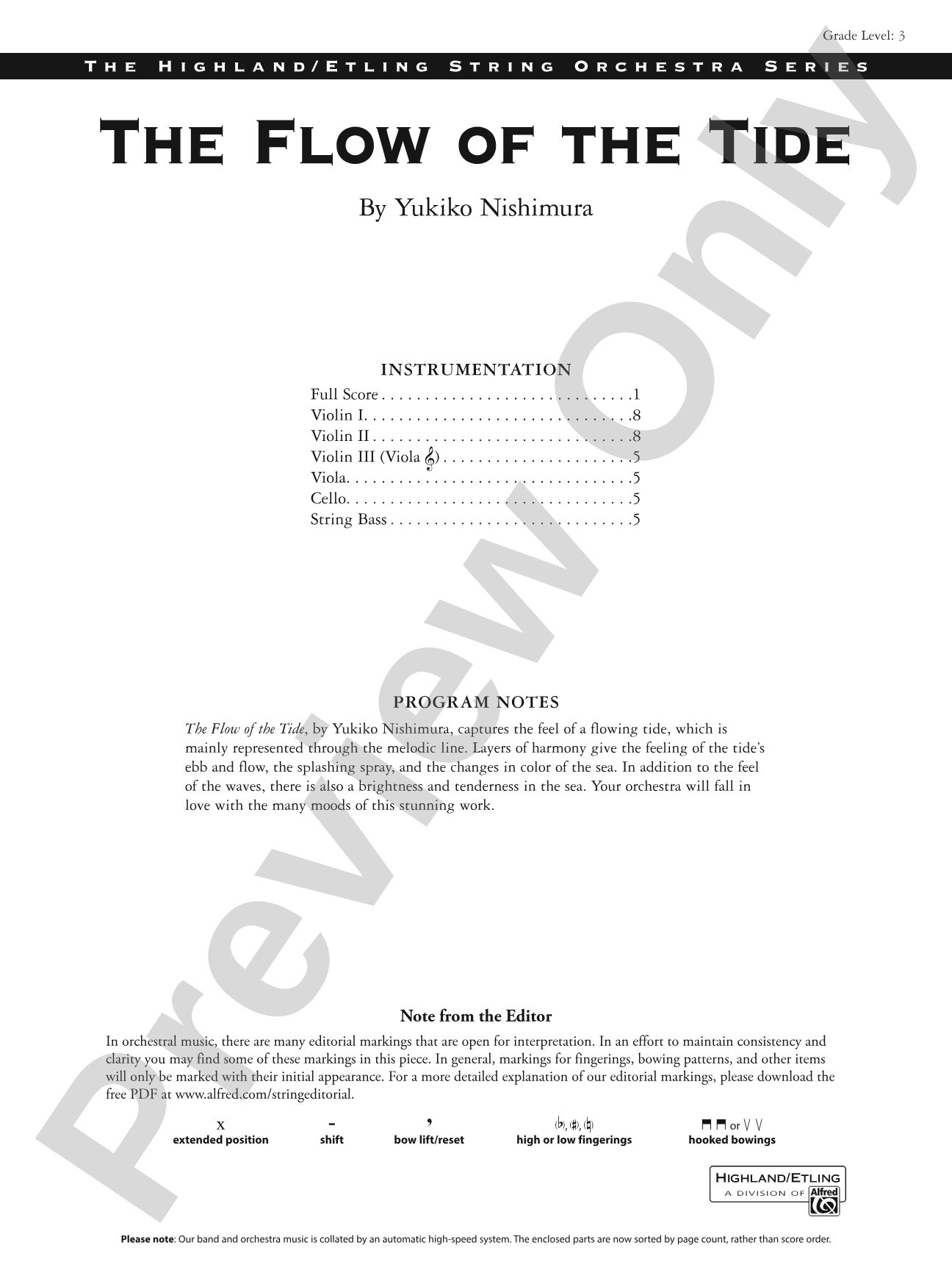 The Flow of the Tide: String Orchestra Conductor Score & Parts
