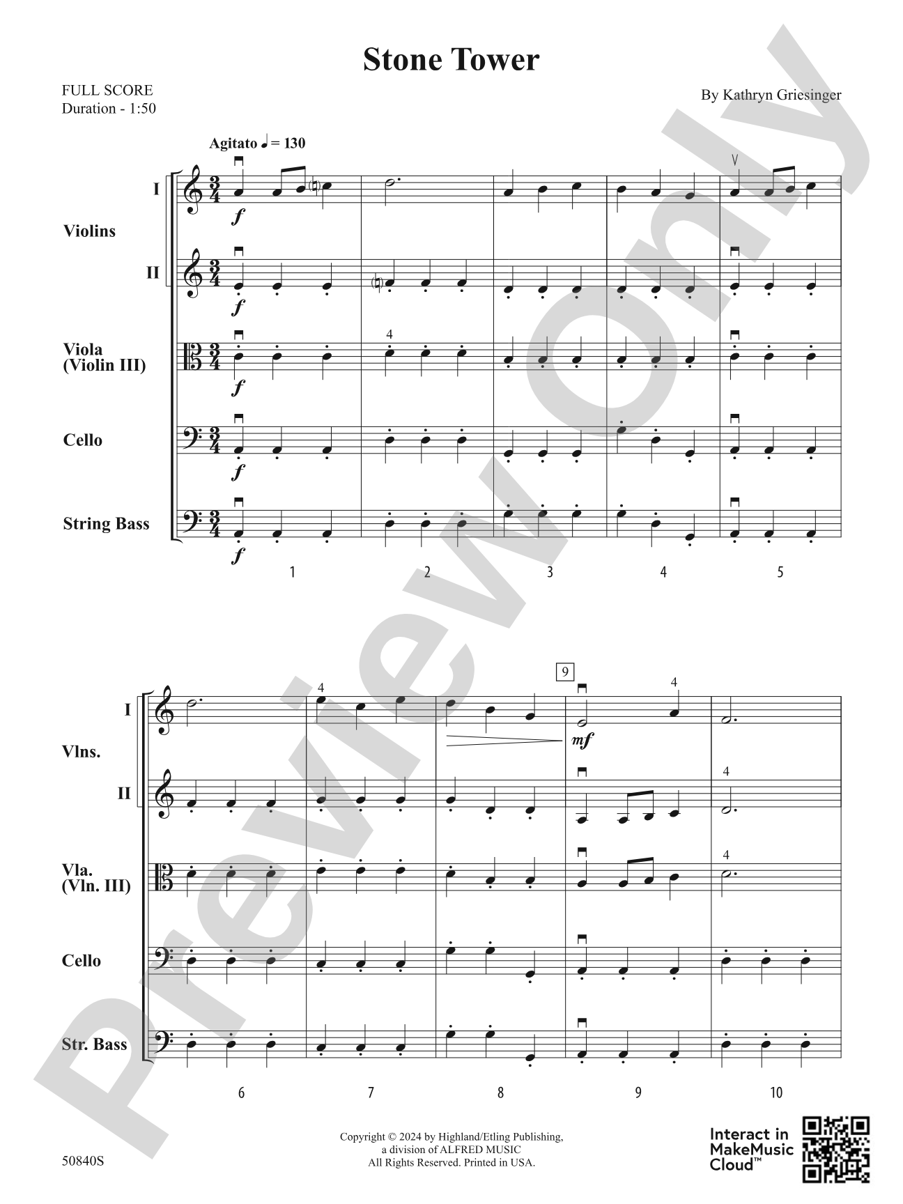 Stone Tower: String Orchestra Conductor Score & Parts