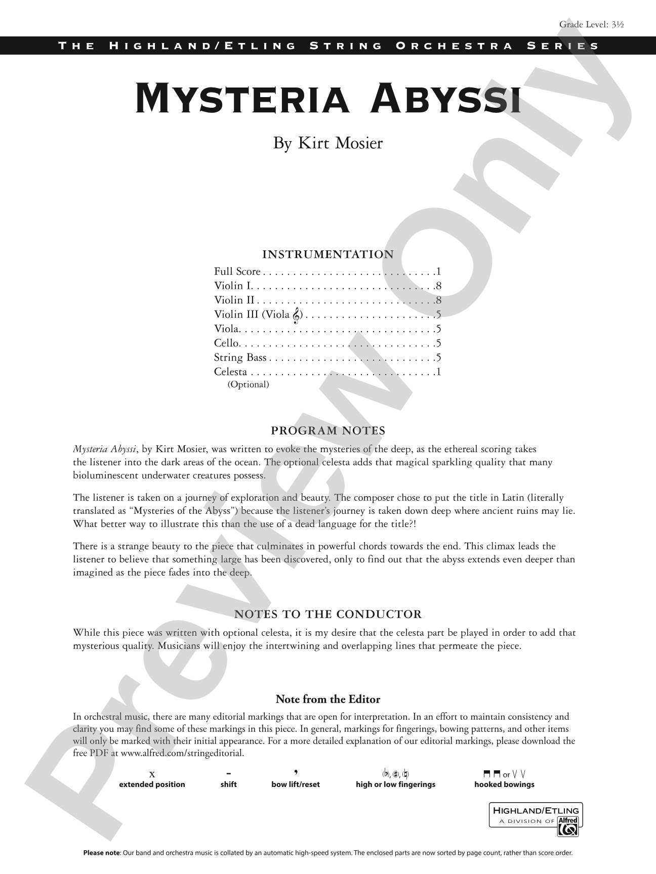 Mysteria Abyssi: String Orchestra Conductor Score & Parts