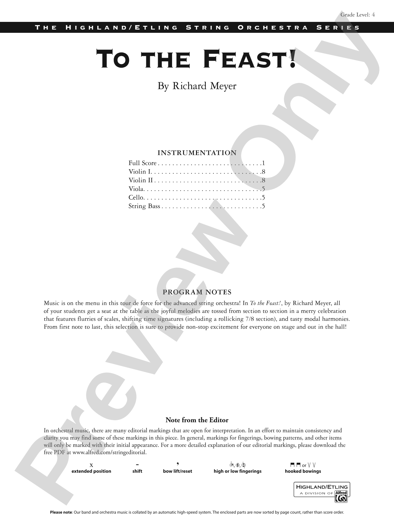 To the Feast!: String Orchestra Conductor Score & Parts