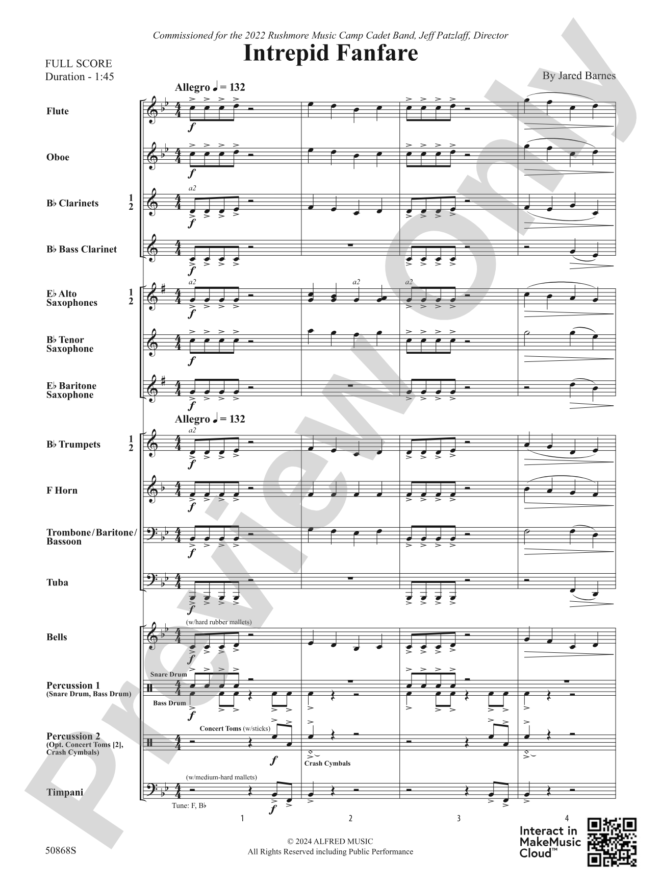 Intrepid Fanfare: Concert Band Conductor Score & Parts