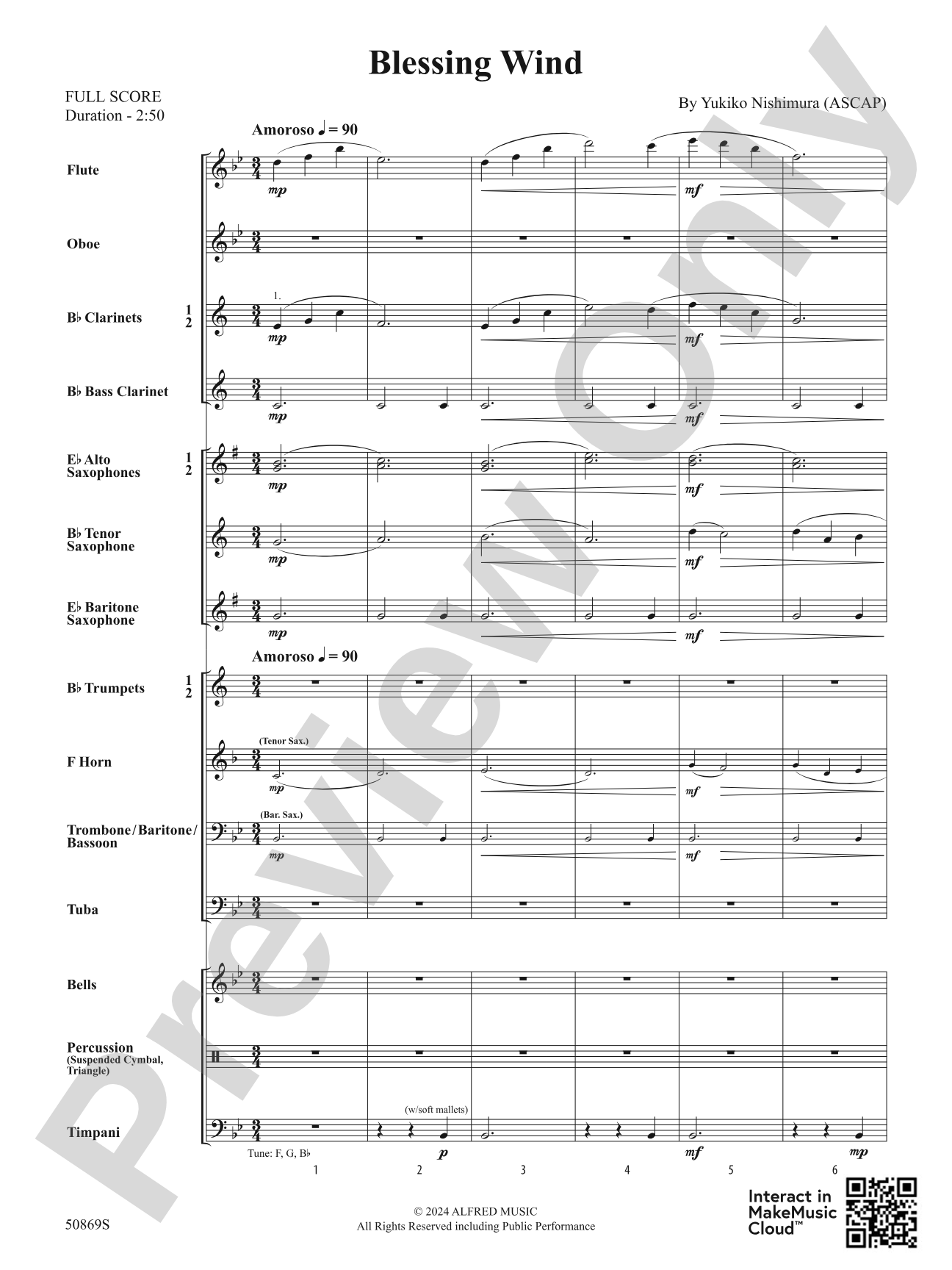 Blessing Wind: Concert Band Conductor Score & Parts