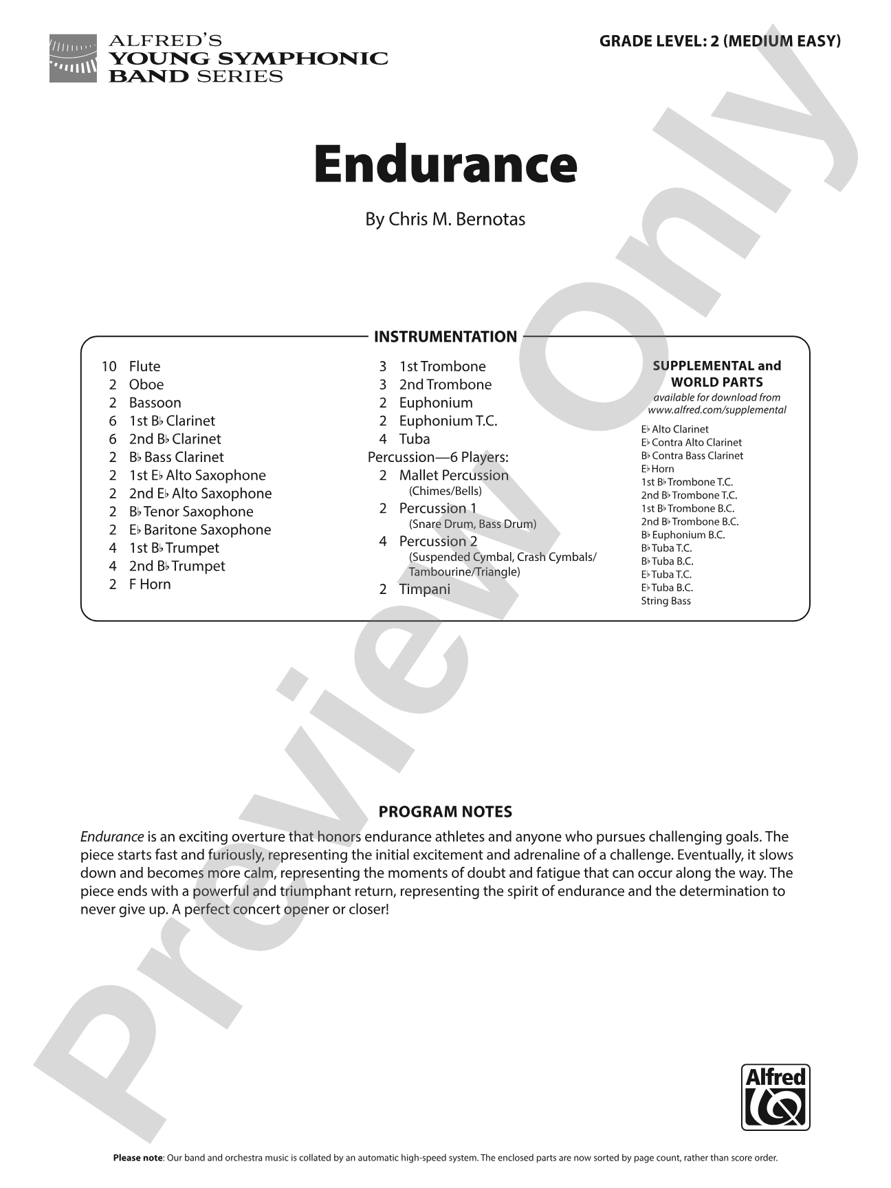 Endurance: Concert Band Conductor Score & Parts