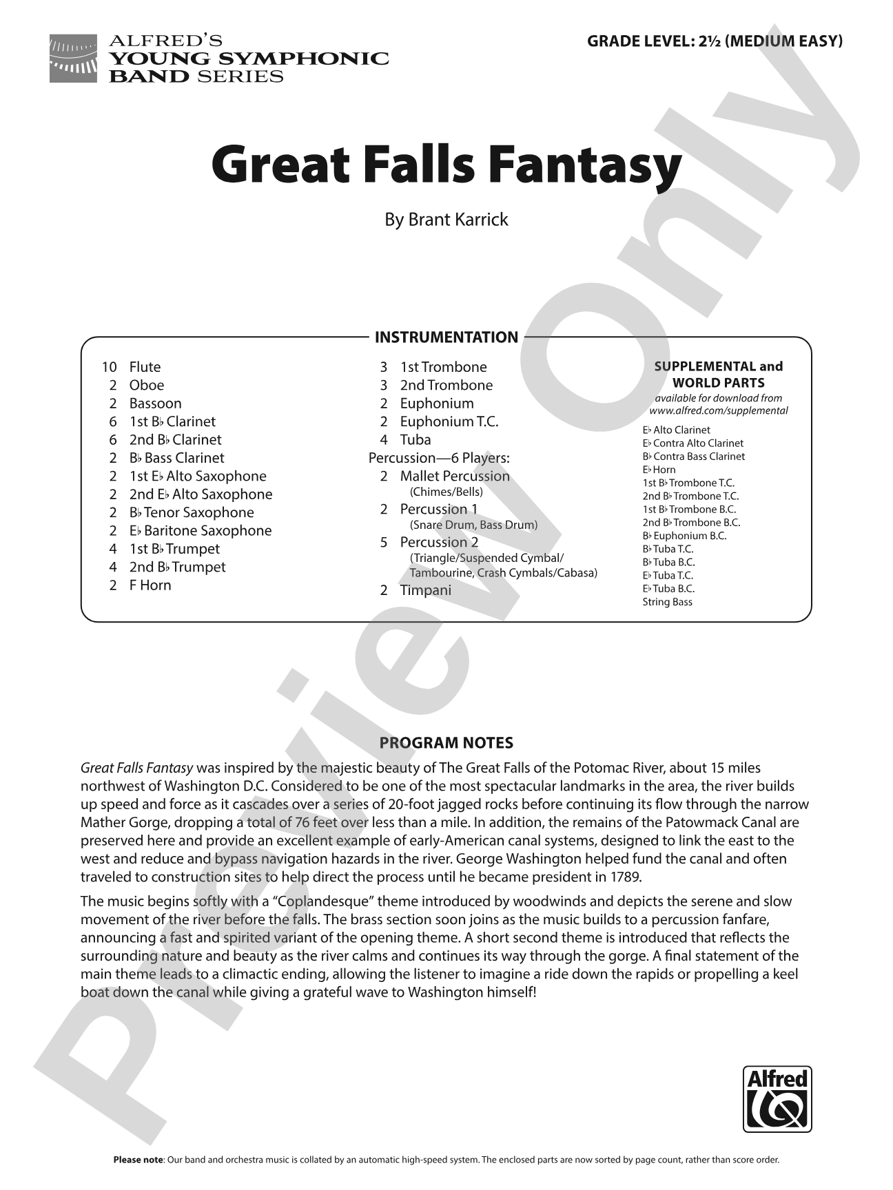 Great Falls Fantasy: Concert Band Conductor Score & Parts
