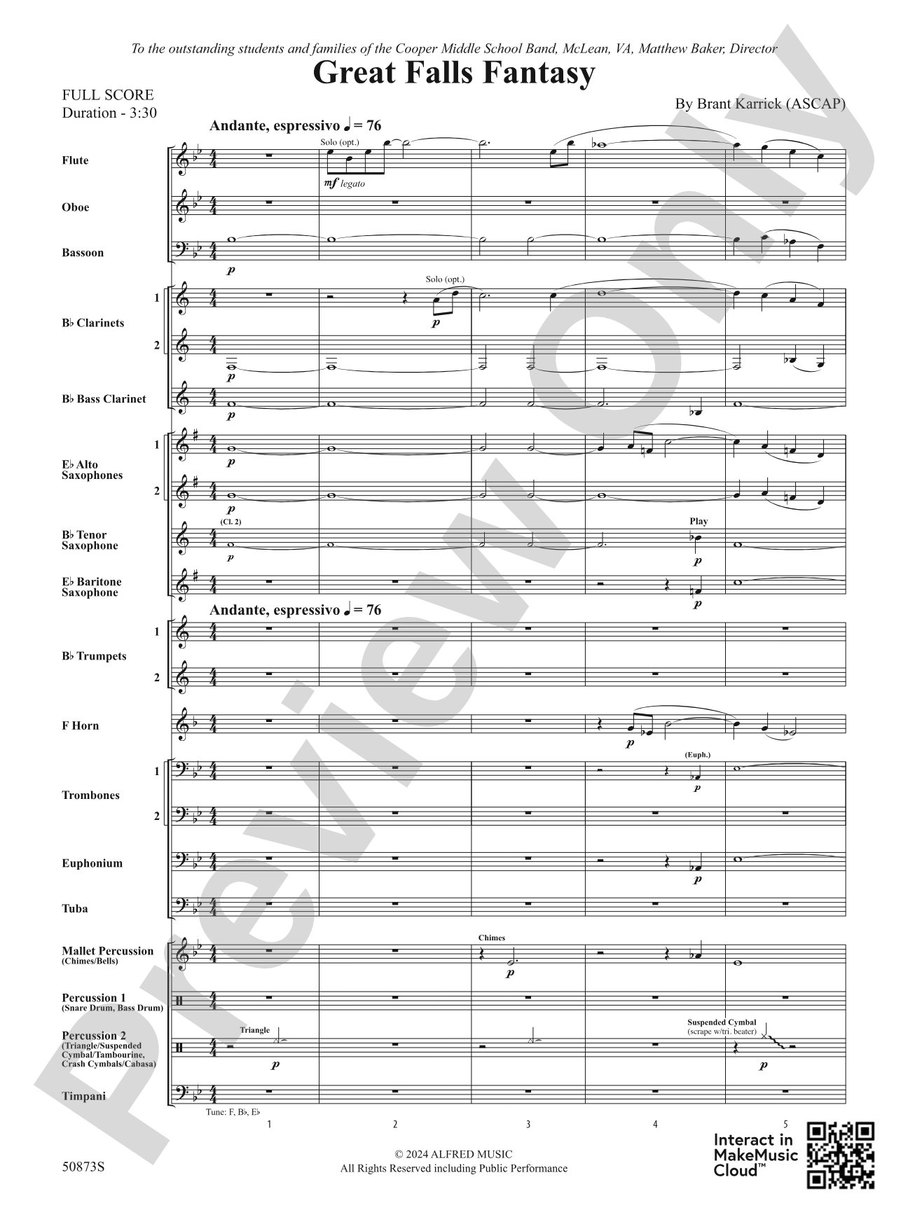 Great Falls Fantasy: Concert Band Conductor Score & Parts