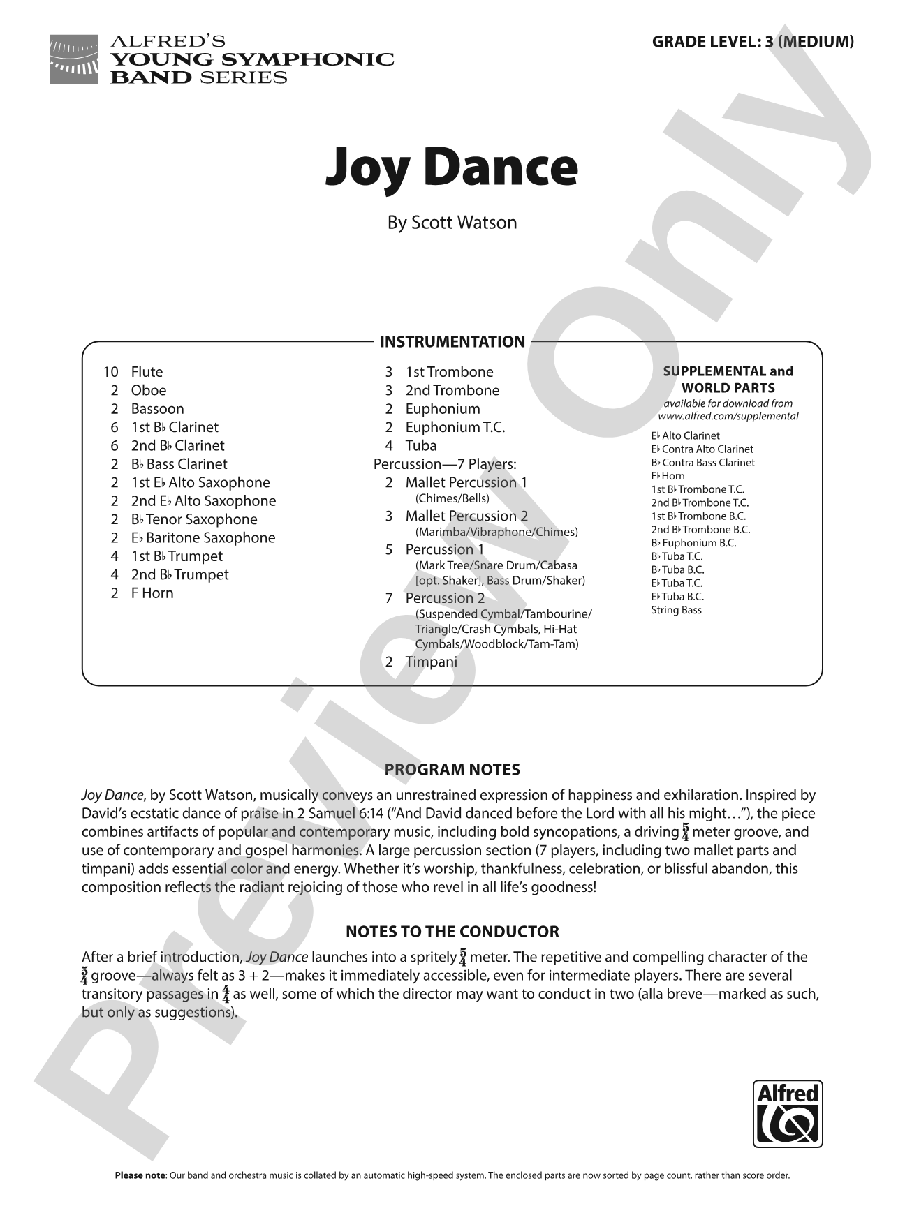 Joy Dance: Concert Band Score & Parts