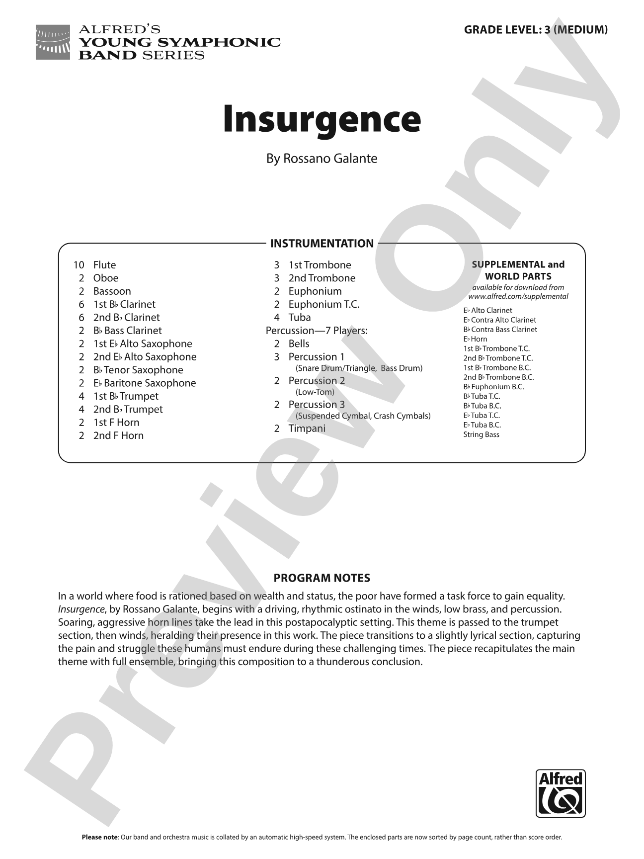 Insurgence: Concert Band Score & Parts