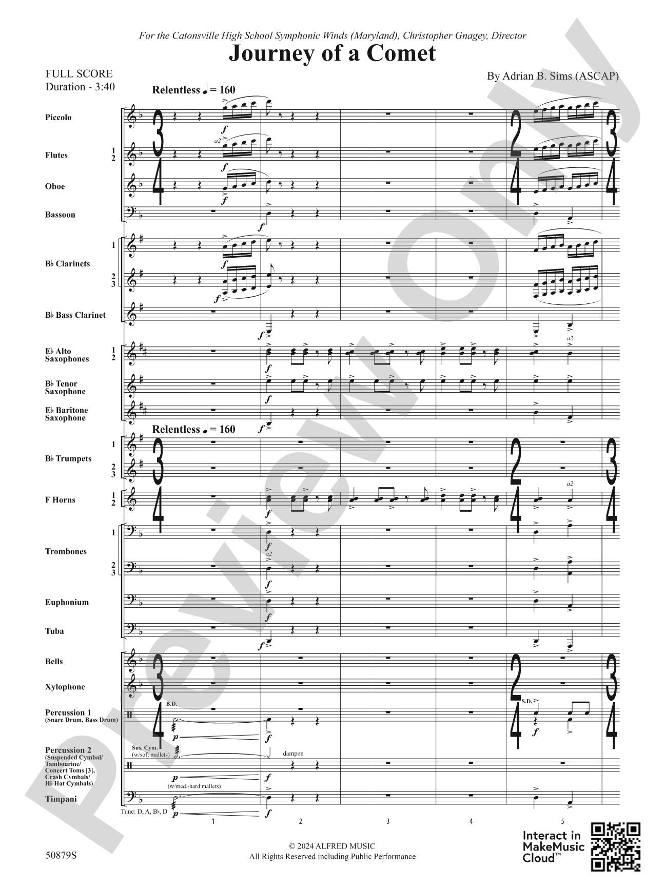 Journey of a Comet: Concert Band Conductor Score & Parts