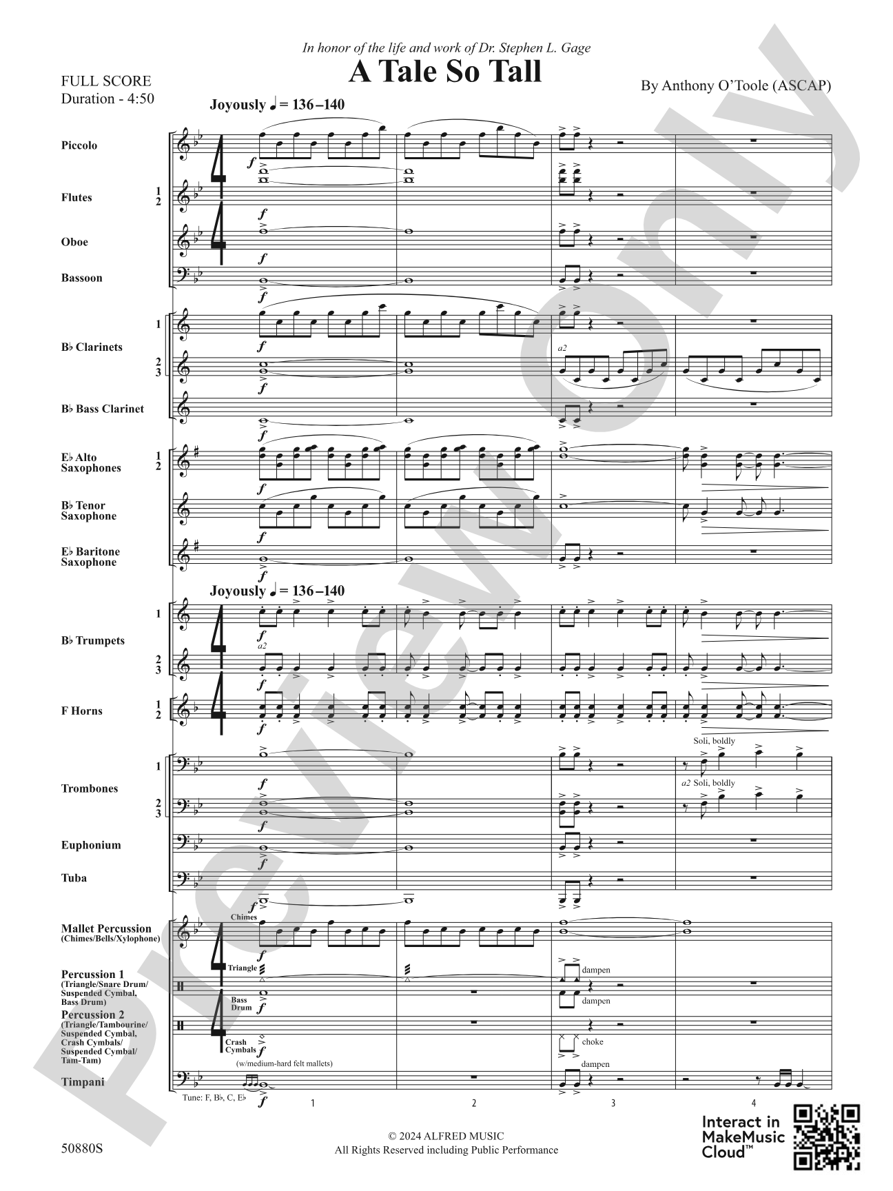 A Tale So Tall: Concert Band Conductor Score & Parts