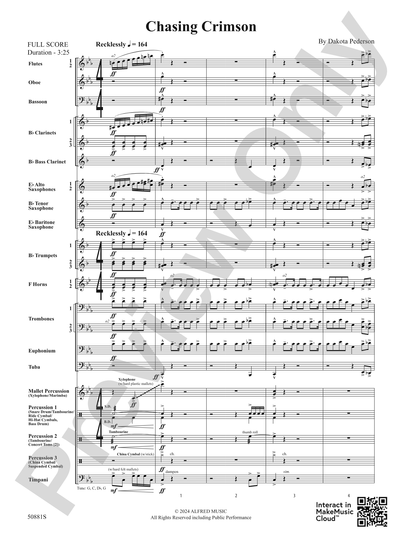 Chasing Crimson: Concert Band Conductor Score & Parts