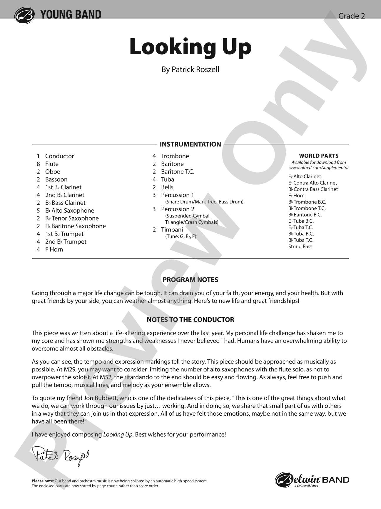 Looking Up: Concert Band Conductor Score & Parts