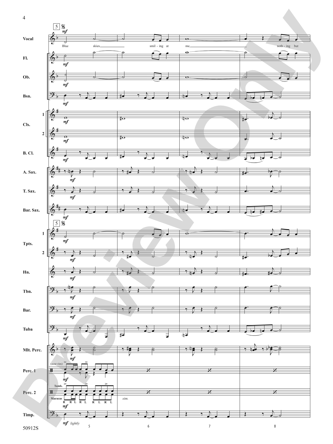 Blue Skies: Concert Band Conductor Score & Parts