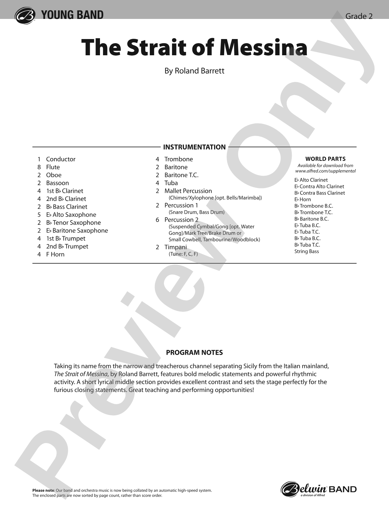 The Strait of Messina: Concert Band Conductor Score & Parts